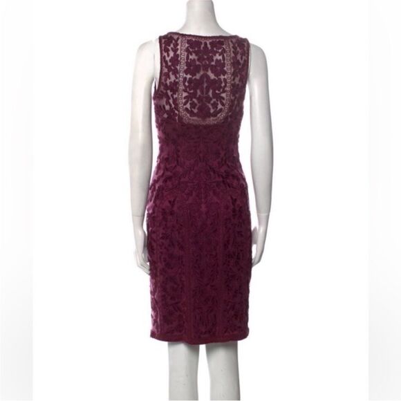 Sue Wong Deep Red Lace Midi Dress, US0 - Picture 3 of 12